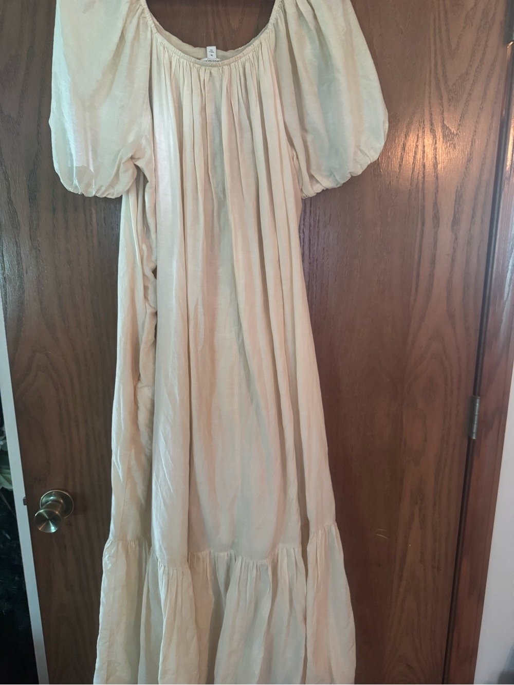 Nordstrom Cream Maxi Dress with Puff Sleeves - Picture 2 of 4